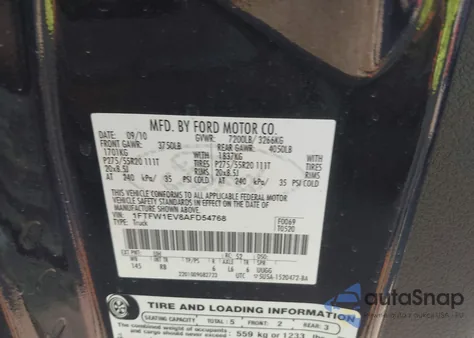 2010 Ford F-150 Fx4/Harley-Davidson/King Ranch/Lariat/Platinum/Xl/Xlt z USA, uszkodzony, nr VIN 1FTFW1EV8AFD54768